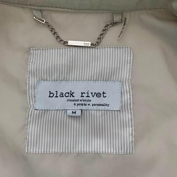 Black Rivet Faux/Vegan Leather Zip Moto Jacket Sz M Taupe Beige #78F - Picture 8 of 10